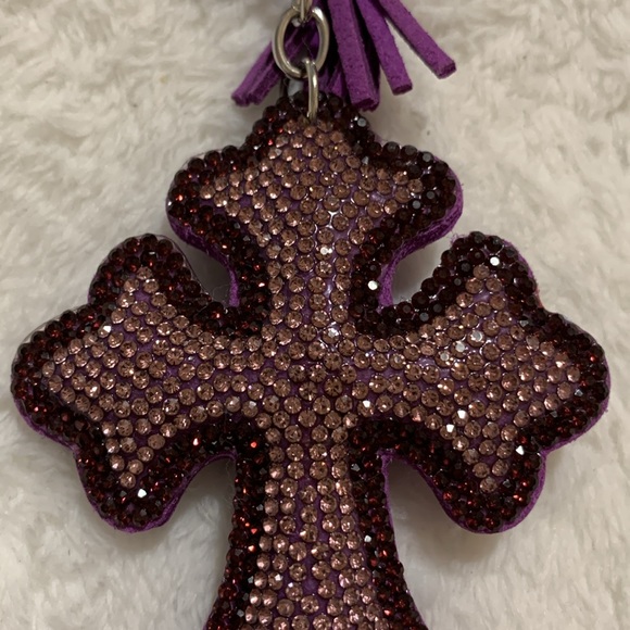 Rhinestone crystal cross keychain NEW purple - Picture 7 of 15